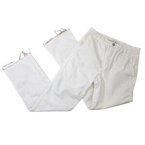 Joe's Jeans Women's 25‎ White Denim Raw Hem Bootcut Pants Slacks Trousers EUC